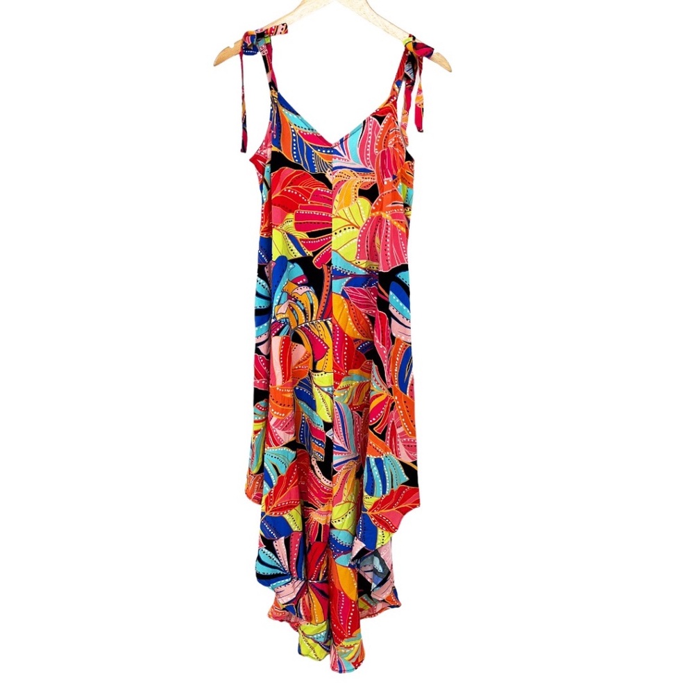 Vince Camuto Angled Hem Cropped Jumpsuit Tropical Print XS